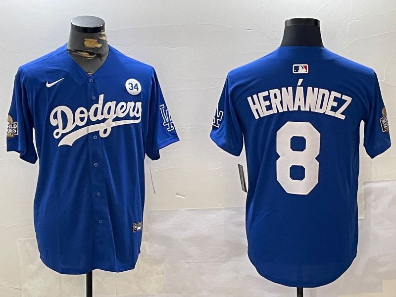 Men Los Angeles Dodgers 8 Hernandez Blue Game 2024 Nike MLB Jersey style 1120